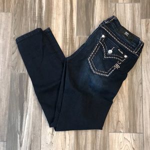 Size 28 Miss Me Dark Wash Mid Rise Jeans Pink